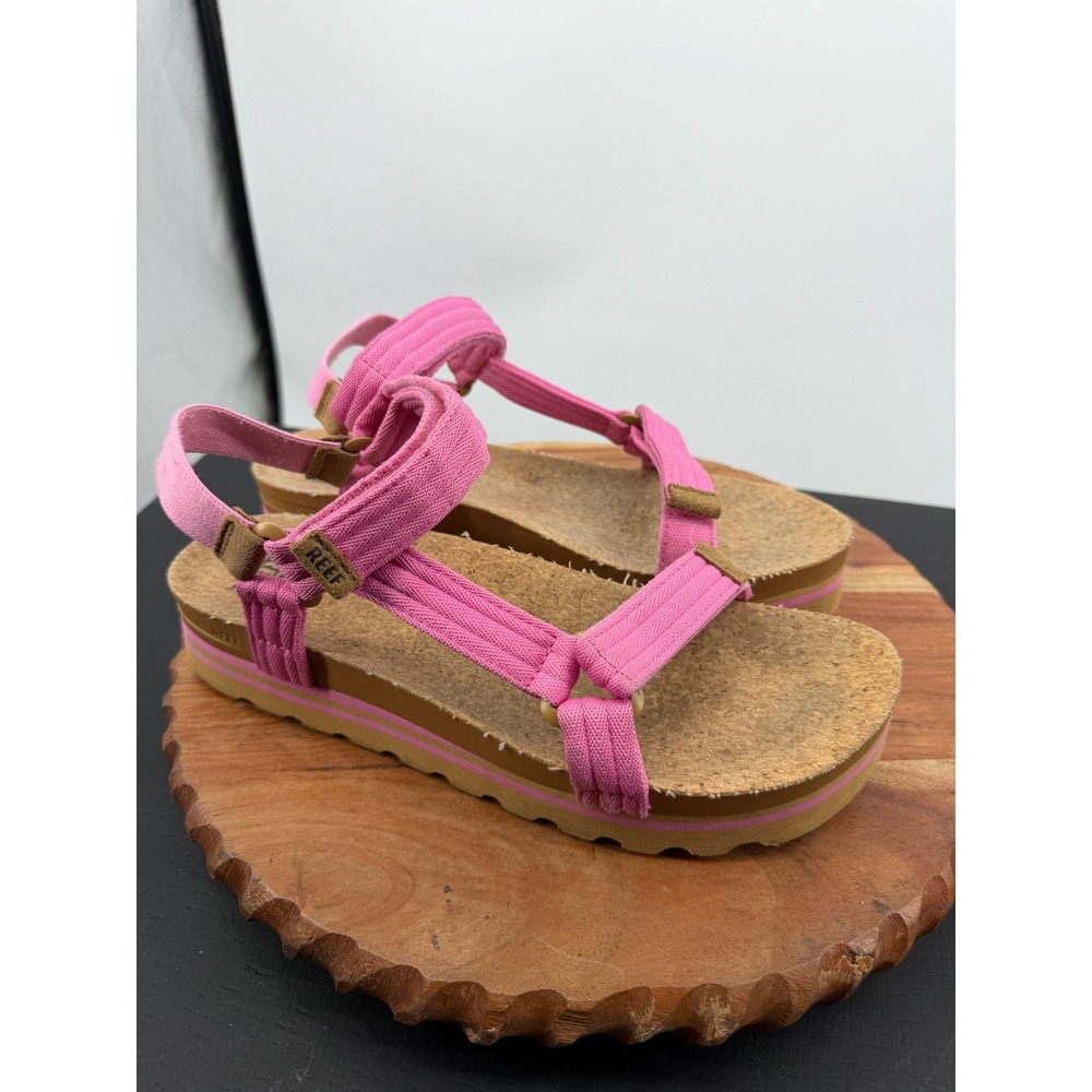 Reef Cushion Rem Hi Sandals Womens Size 10 Pink Platform Strappy Cork Footbed